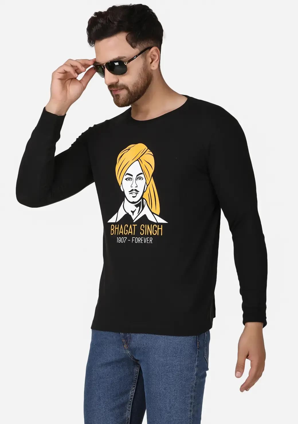 Bhagat singh best sale t shirt black